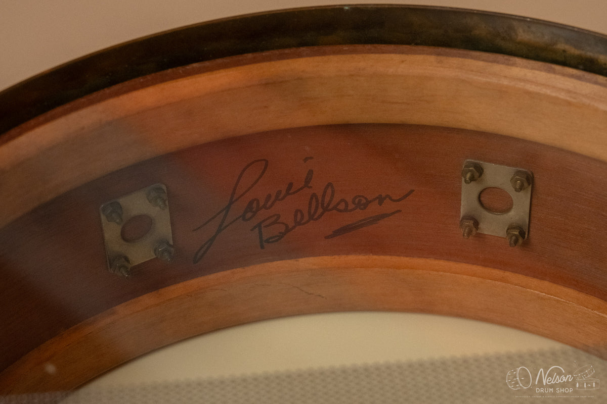 1920s Leedy 'Elite' Professional Model in Black Onyx Signed by Louie Bellson - 5x14