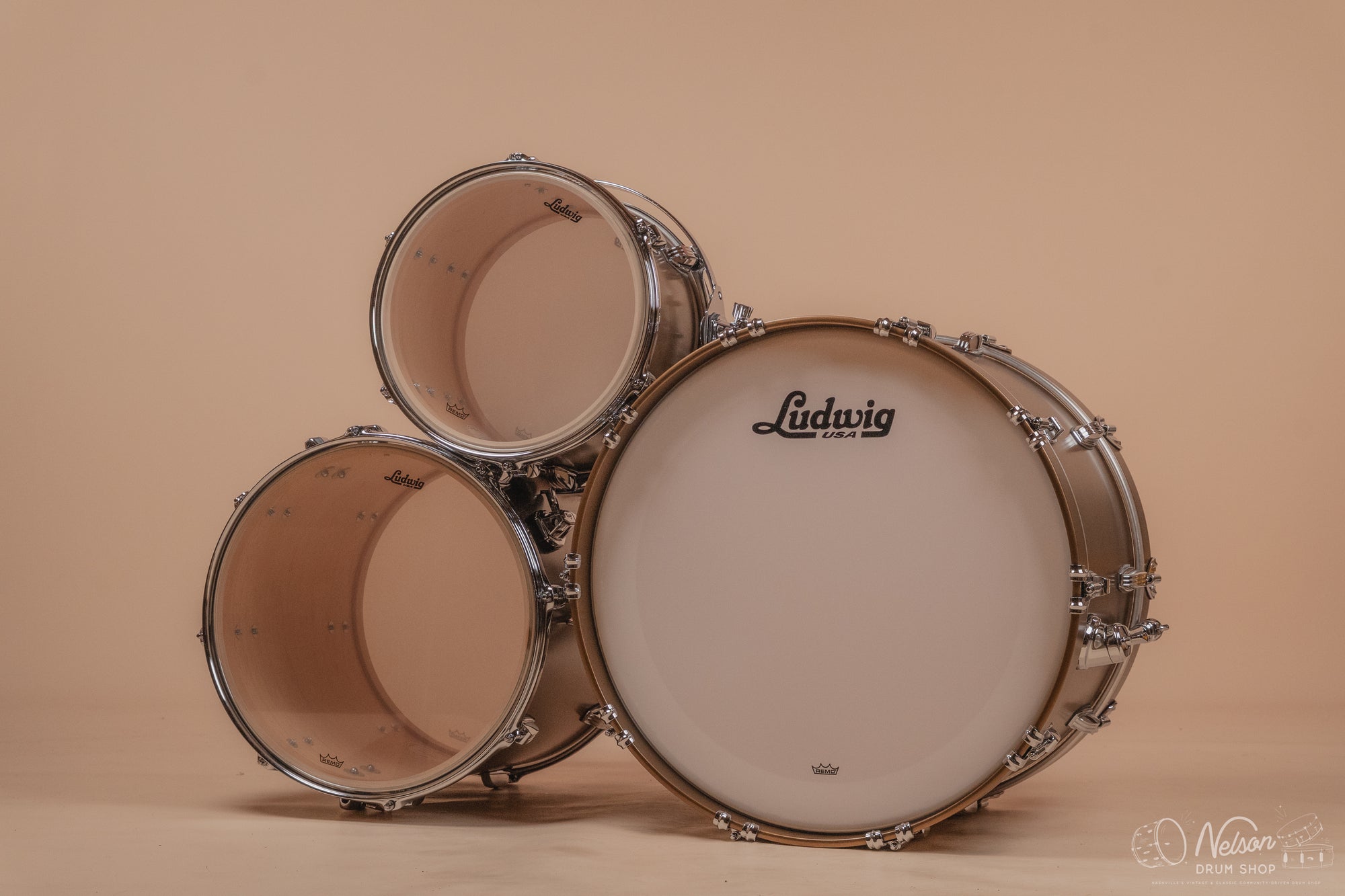 Ludwig Legacy Maple 'Fab' Outfit in Bronze Mist - 14x22, 16x16, 9x13