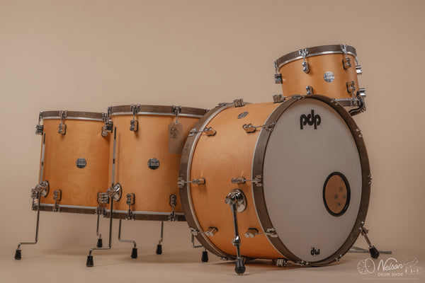 Used PDP Concept Maple in Natural Stain w/Walnut Stain Hoops - 14x24, 16x18, 16x16, 9x13