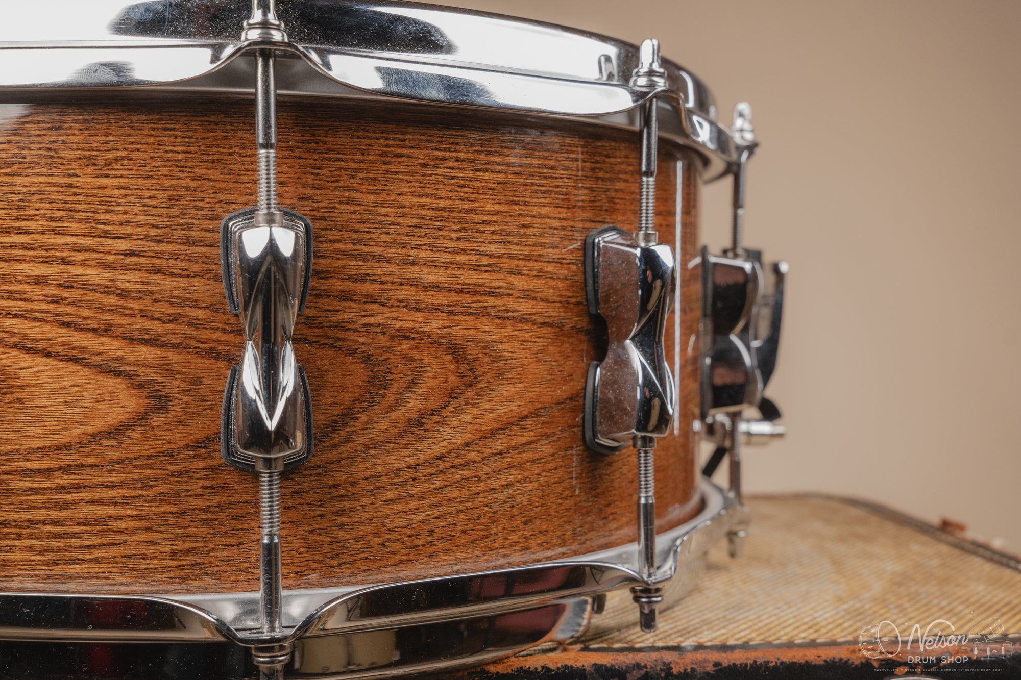 Used Tama "S.L.P." Hickory Snare Drum - Gloss Natural Elm - 6.5x14