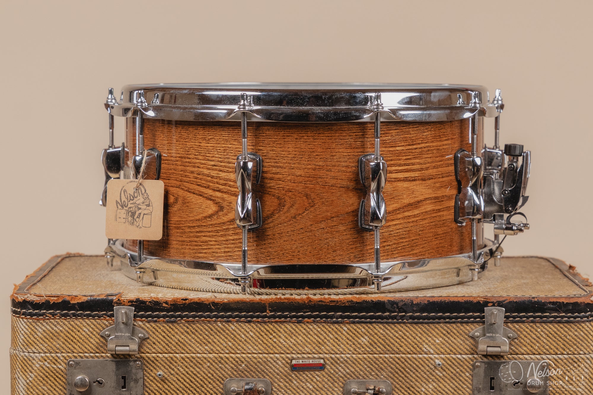 Used Tama "S.L.P." Hickory Snare Drum - Gloss Natural Elm - 6.5x14