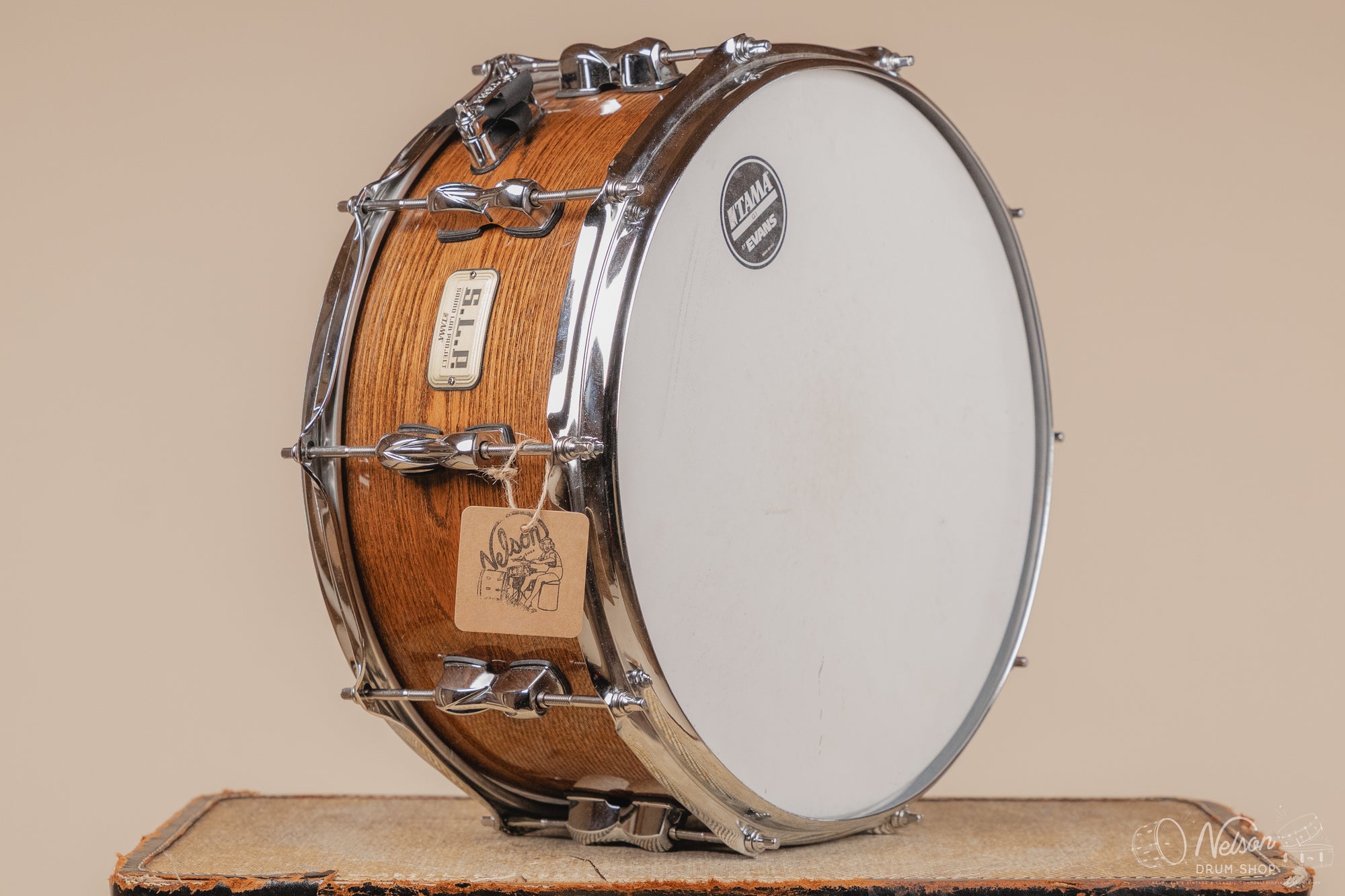 Used Tama "S.L.P." Hickory Snare Drum - Gloss Natural Elm - 6.5x14