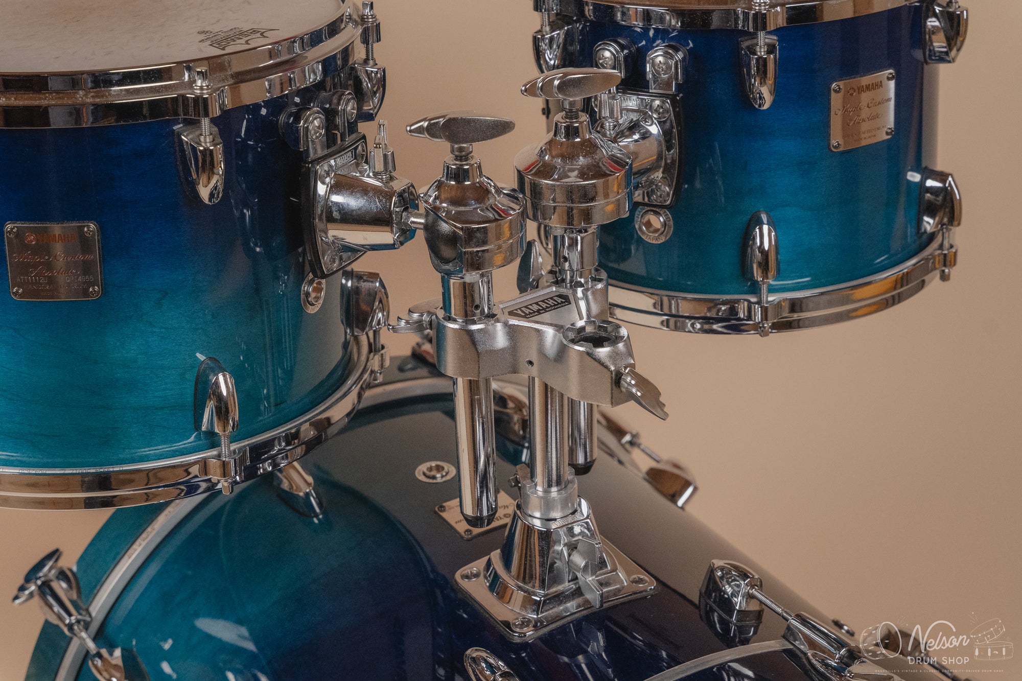 Used Yamaha Maple Custom Absolute Kit in Sea Blue Fade - 16x20, 8x10, 9x12, 12x14