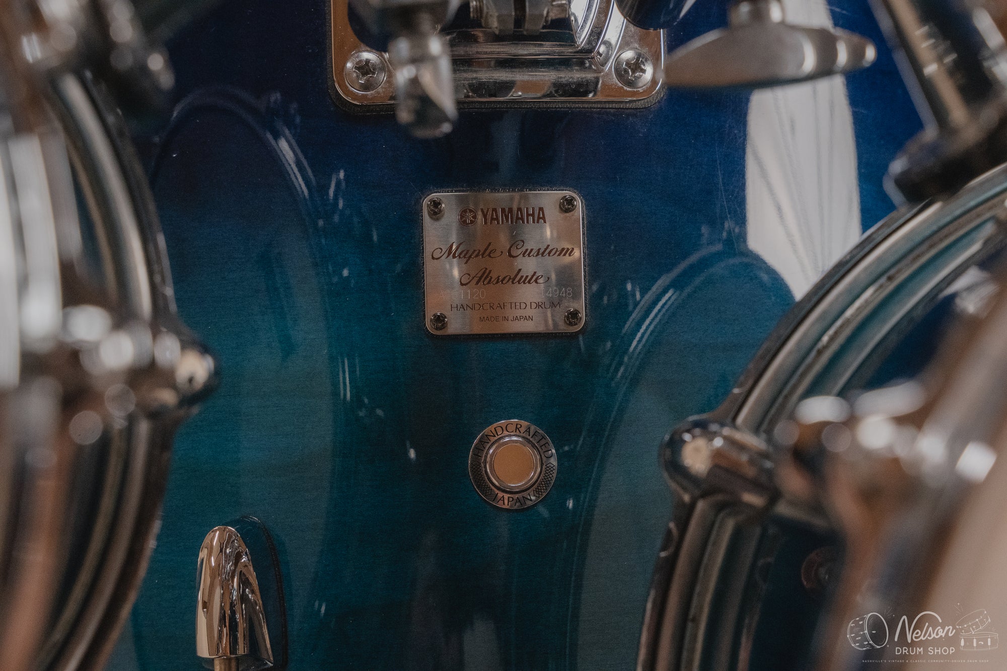 Used Yamaha Maple Custom Absolute Kit in Sea Blue Fade - 16x20, 8x10, 9x12, 12x14