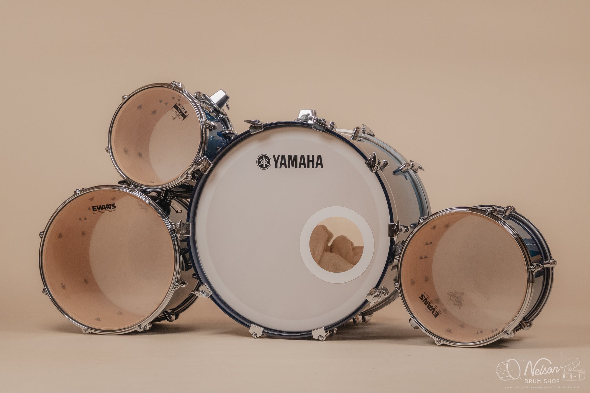 Used Yamaha Maple Custom Absolute Kit in Sea Blue Fade - 16x20, 8x10, 9x12, 12x14