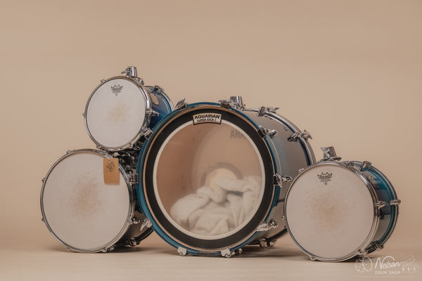 Used Yamaha Maple Custom Absolute Kit in Sea Blue Fade - 16x20, 8x10, 9x12, 12x14