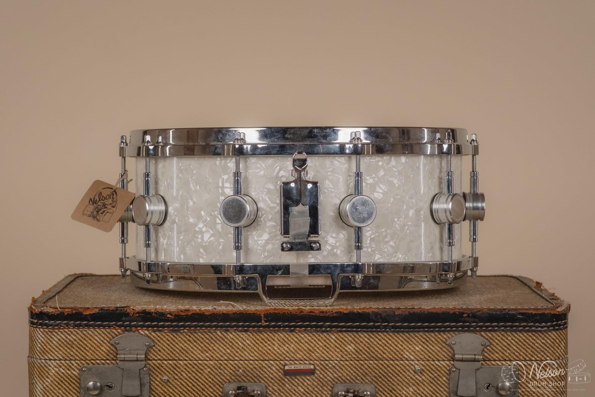 Used Allegra Maple Snare in White Marine Pearl - 6x14