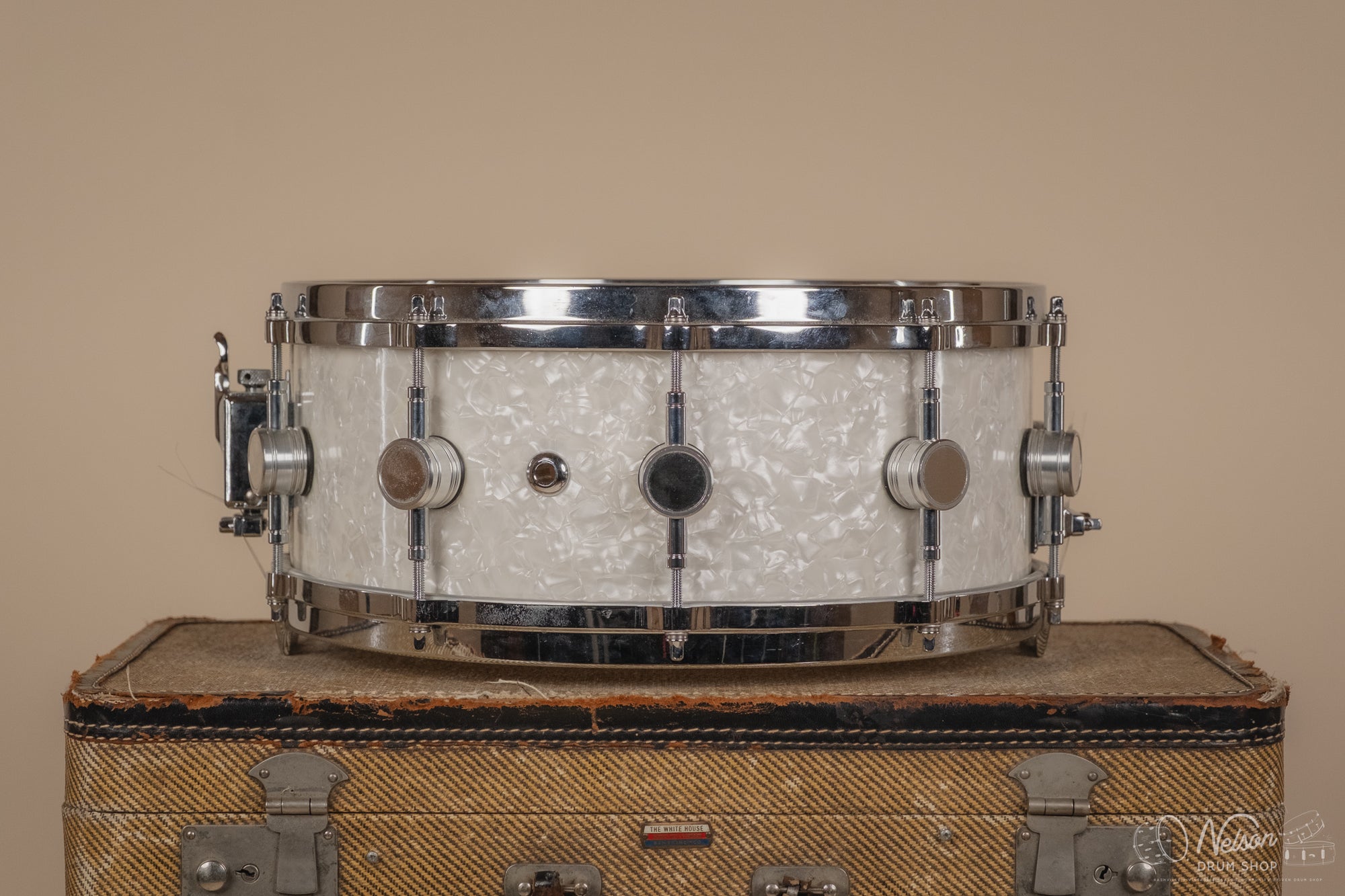Used Allegra Maple Snare in White Marine Pearl - 6x14