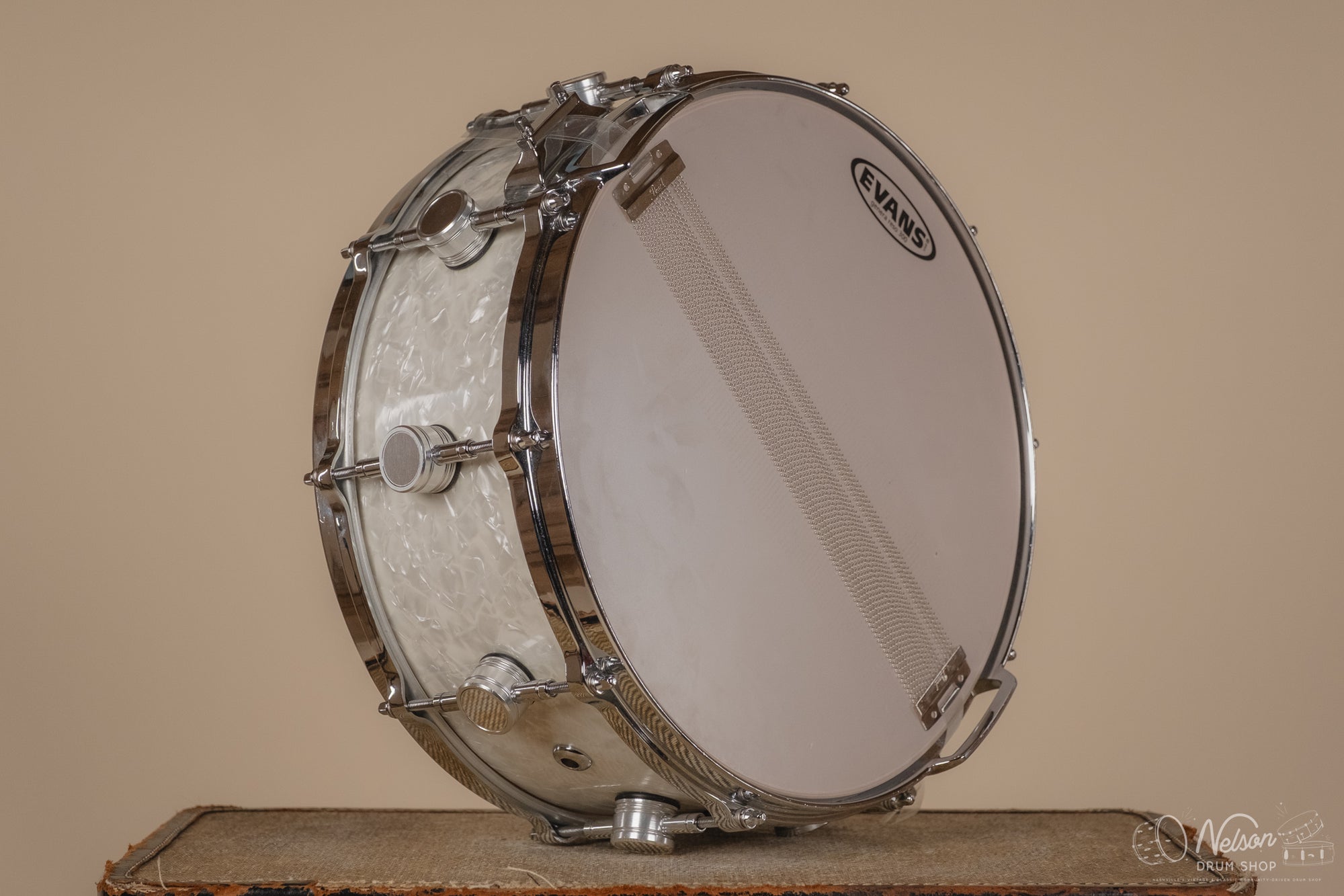 Used Allegra Maple Snare in White Marine Pearl - 6x14