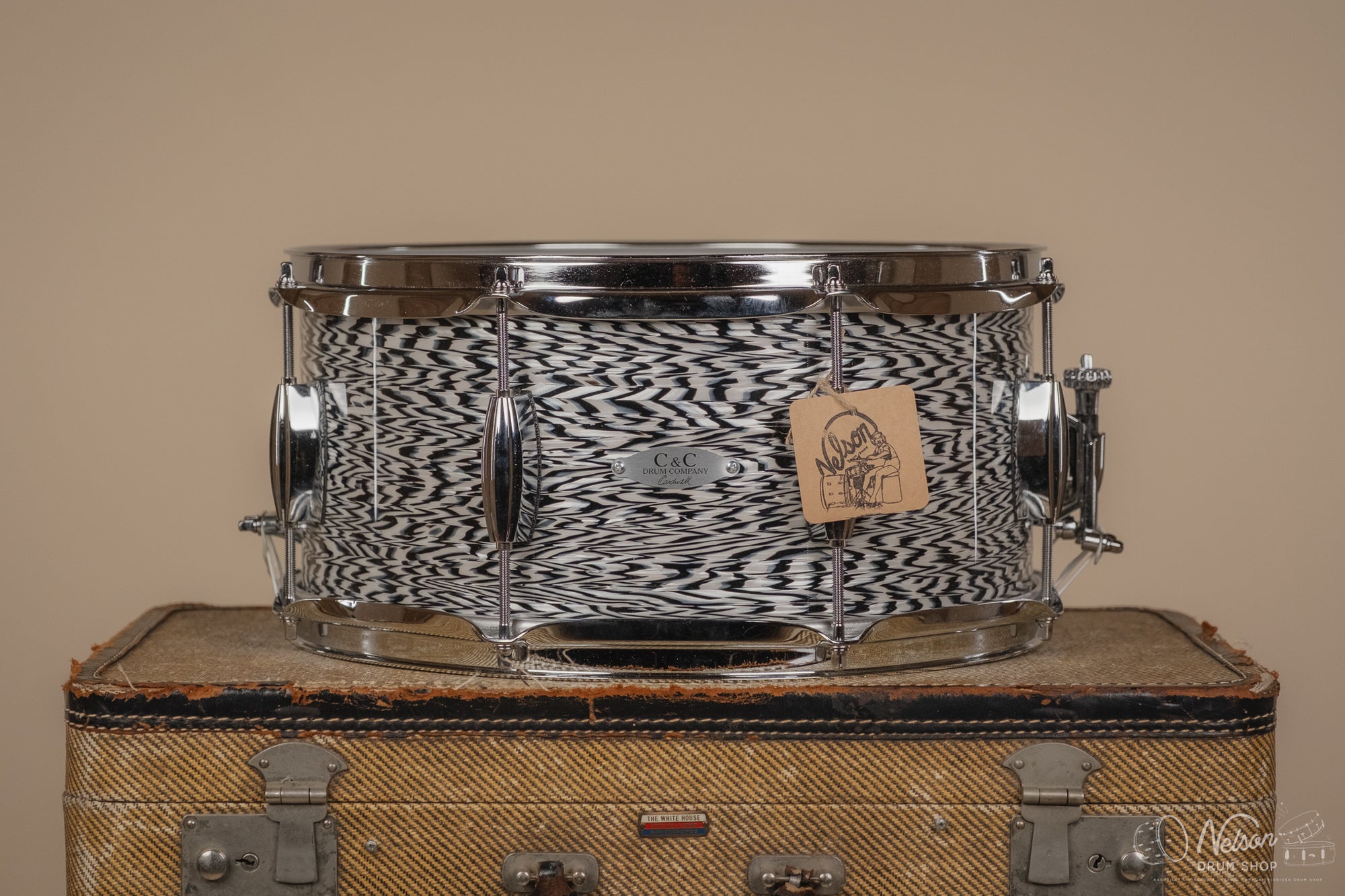 C&C Drum Company Player Date I in Black and White Onyx - 6.5x14