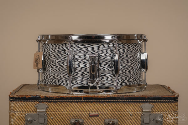 C&C Drum Company Player Date I in Black and White Onyx - 6.5x14
