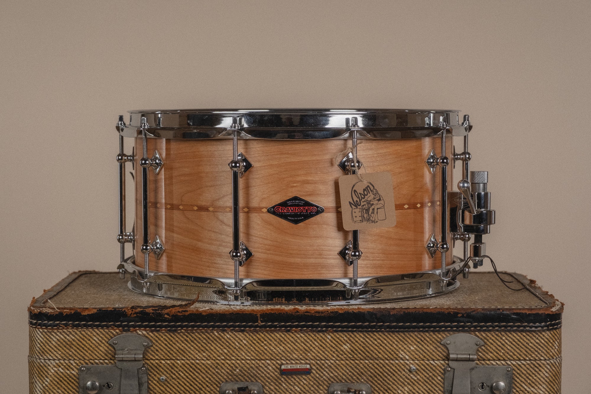2014 Craviotto Johnny Signed Red Birch Snare - 7x14