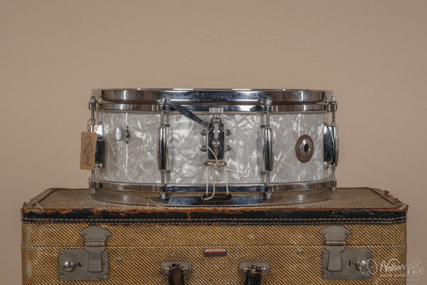 1960s Gretsch Round Badge Renown '4103' in White Marine Pearl - 5.5x14