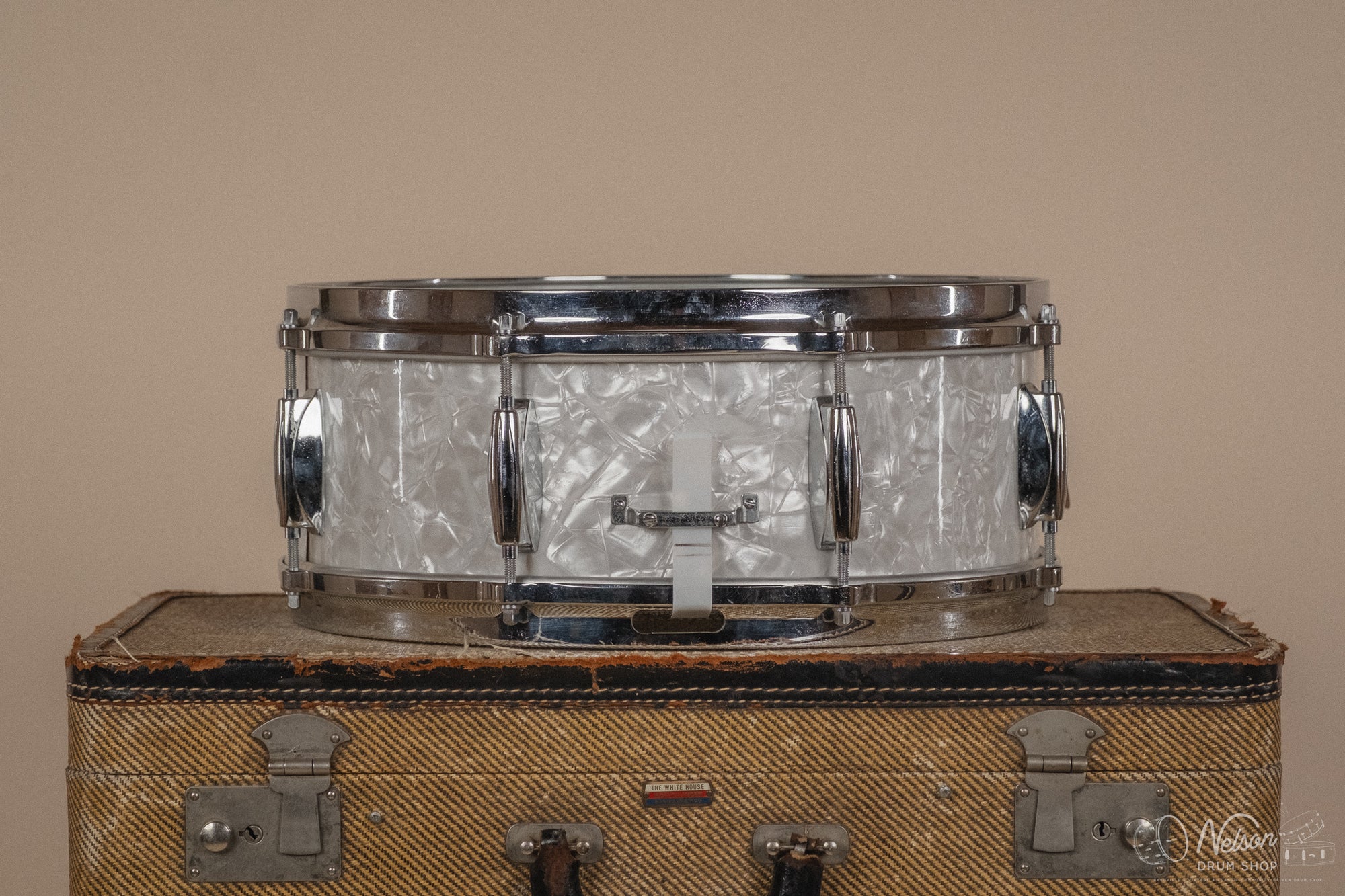 1960s Gretsch Round Badge Renown '4103' in White Marine Pearl - 5.5x14