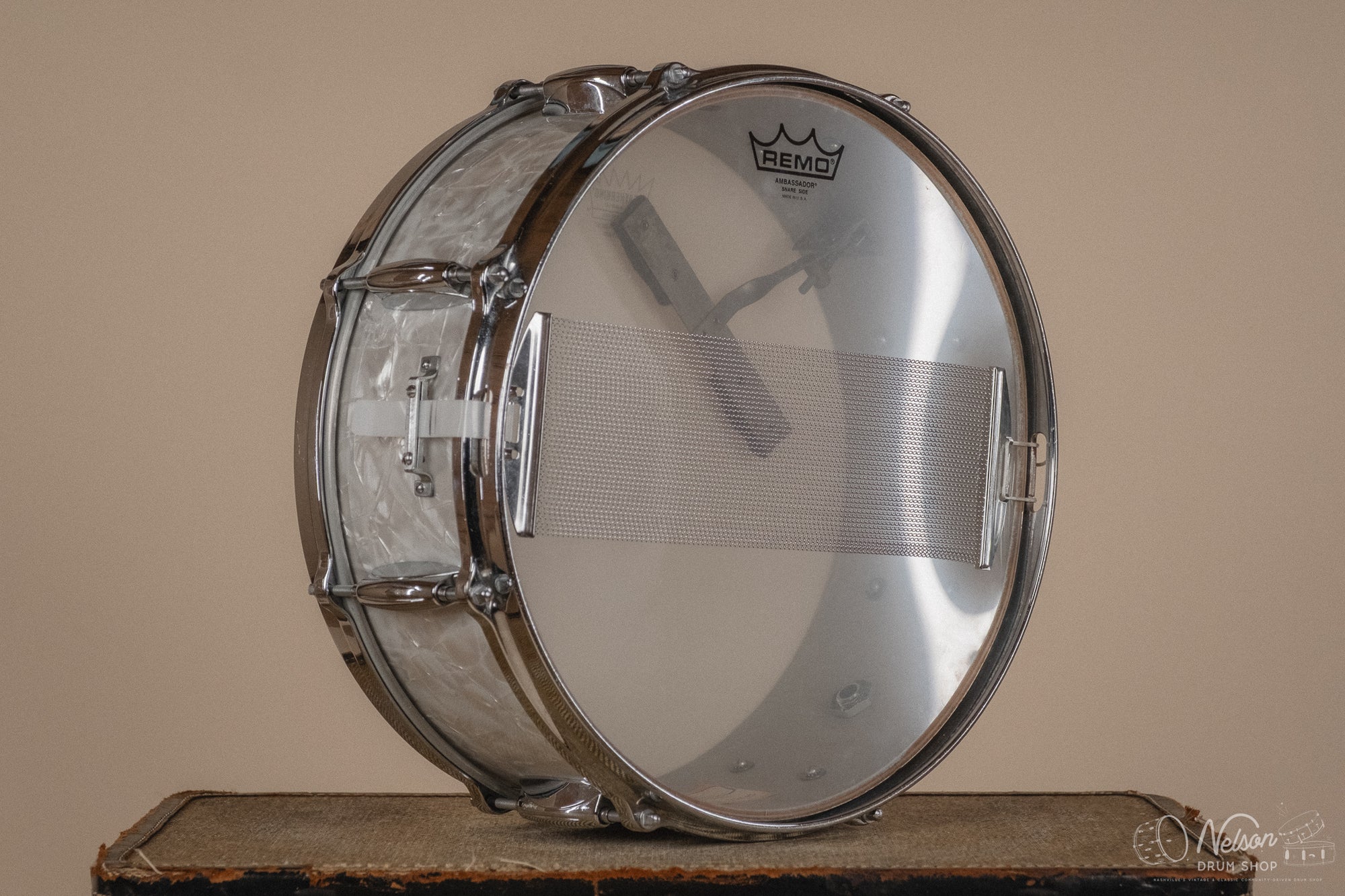 1960s Gretsch Round Badge Renown '4103' in White Marine Pearl - 5.5x14