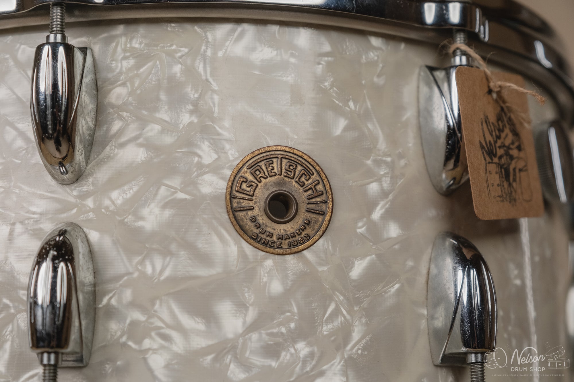 1950s Gretsch Broadkaster 'Floor Show' in White Pearl - 6.5x14