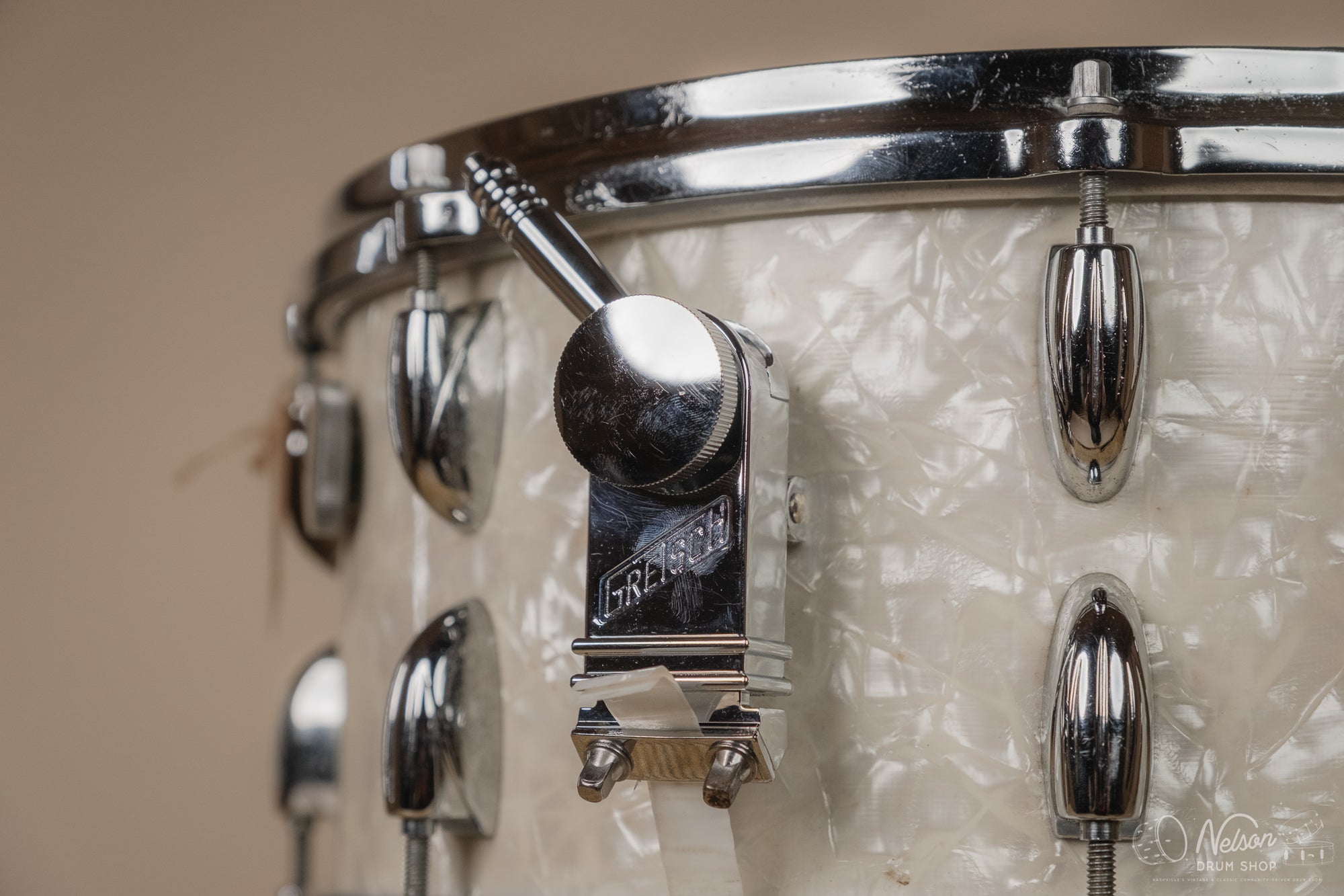 1950s Gretsch Broadkaster 'Floor Show' in White Pearl - 6.5x14