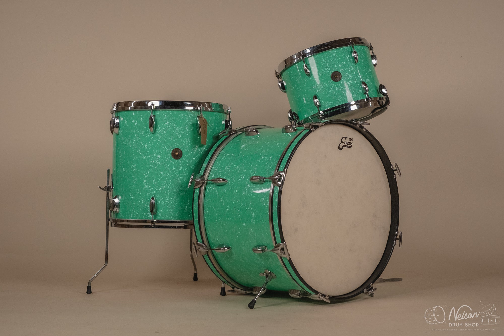 1950/60s Gretsch Re-wrapped in Mint Marine Pearl - 14x22, 16x16, 9x13