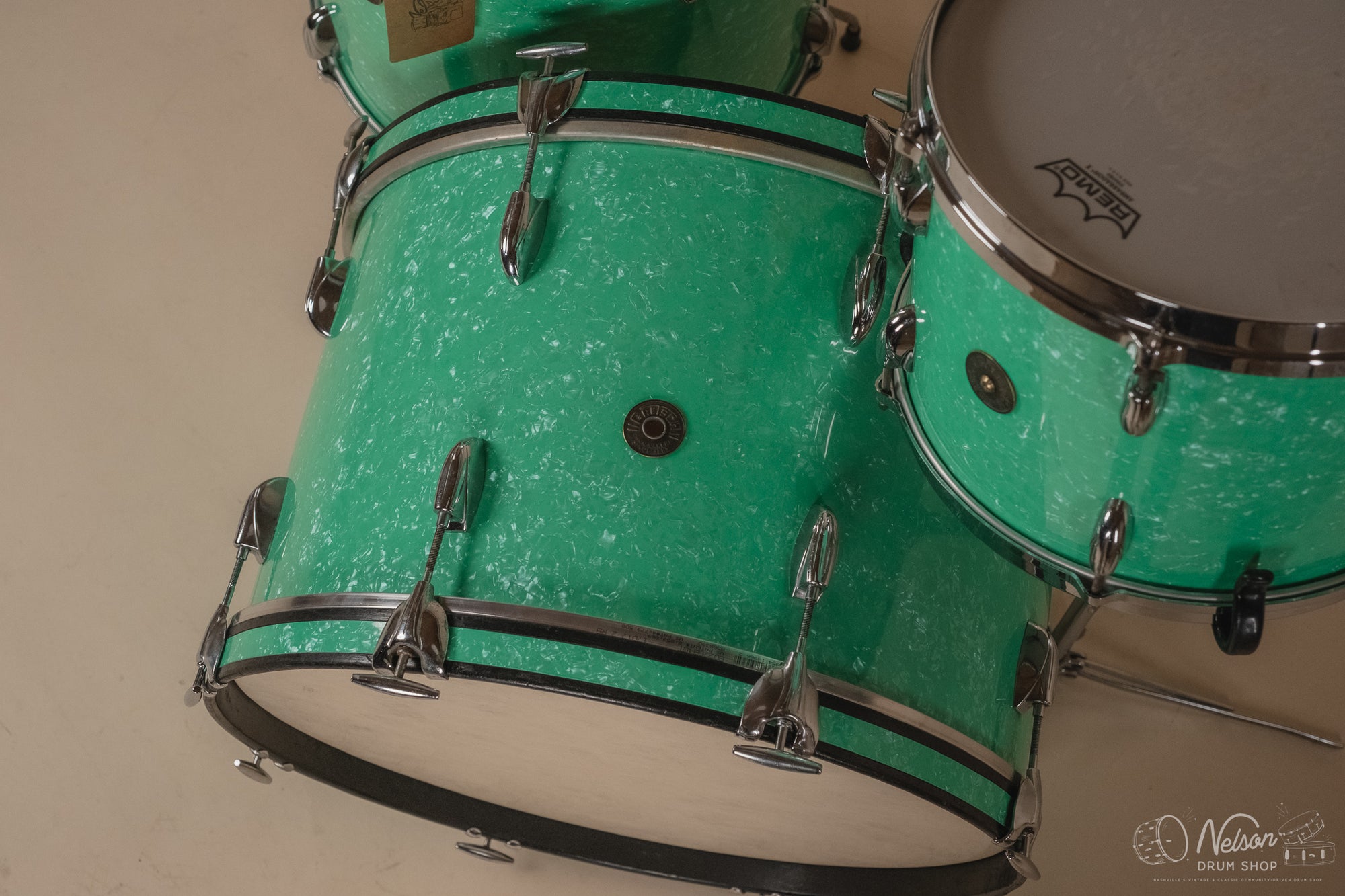 1950/60s Gretsch Re-wrapped in Mint Marine Pearl - 14x22, 16x16, 9x13
