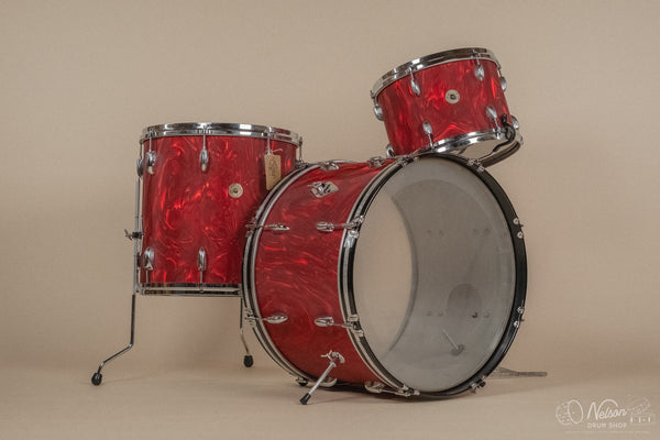1960s Gretsch re-wrapped in Red Satin Flame - 14x22. 16x16, 9x13