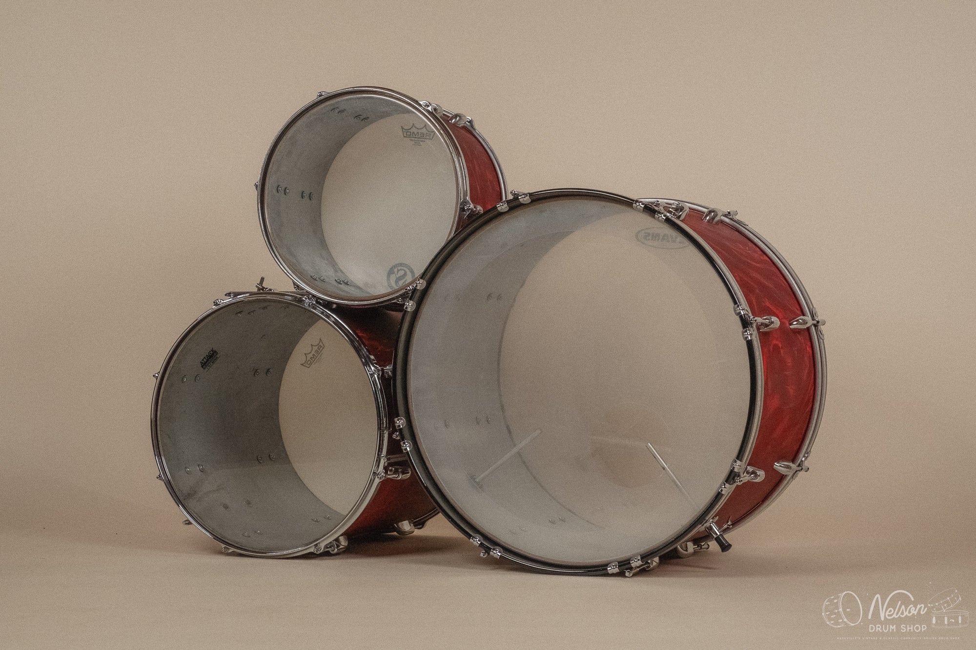 1960s Gretsch re-wrapped in Red Satin Flame - 14x22. 16x16, 9x13