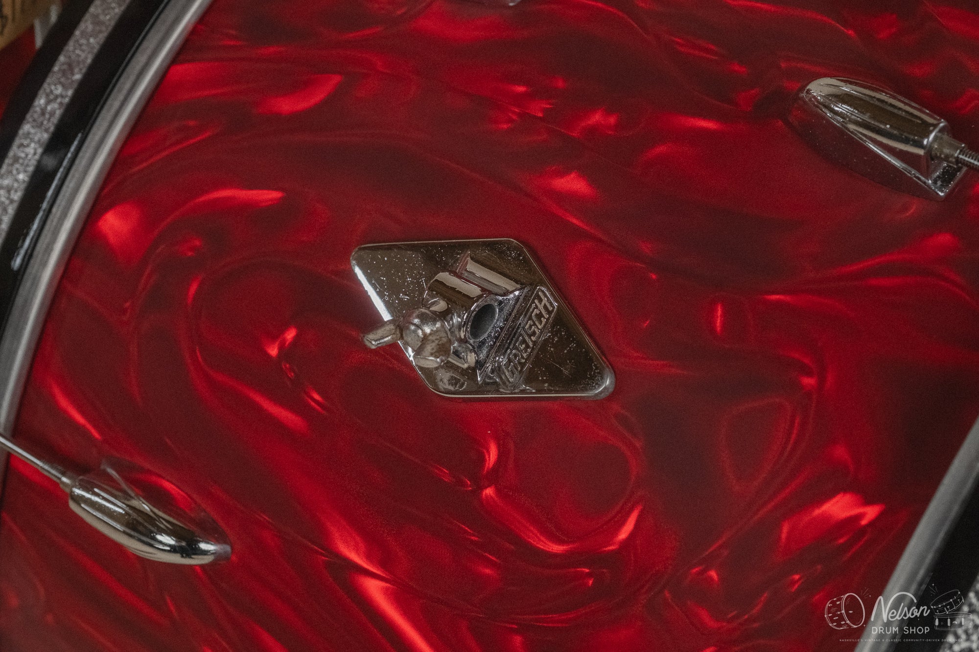 1960s Gretsch re-wrapped in Red Satin Flame - 14x22. 16x16, 9x13