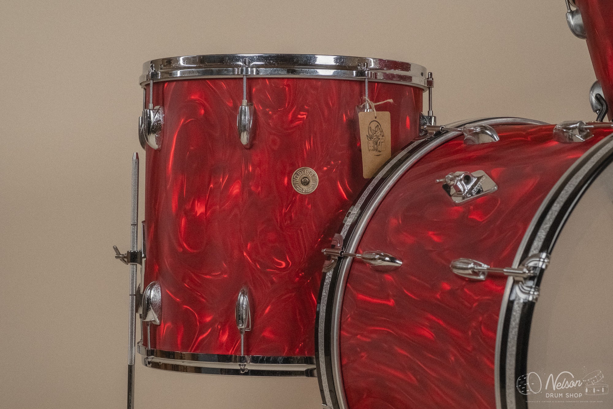 1960s Gretsch re-wrapped in Red Satin Flame - 14x22. 16x16, 9x13