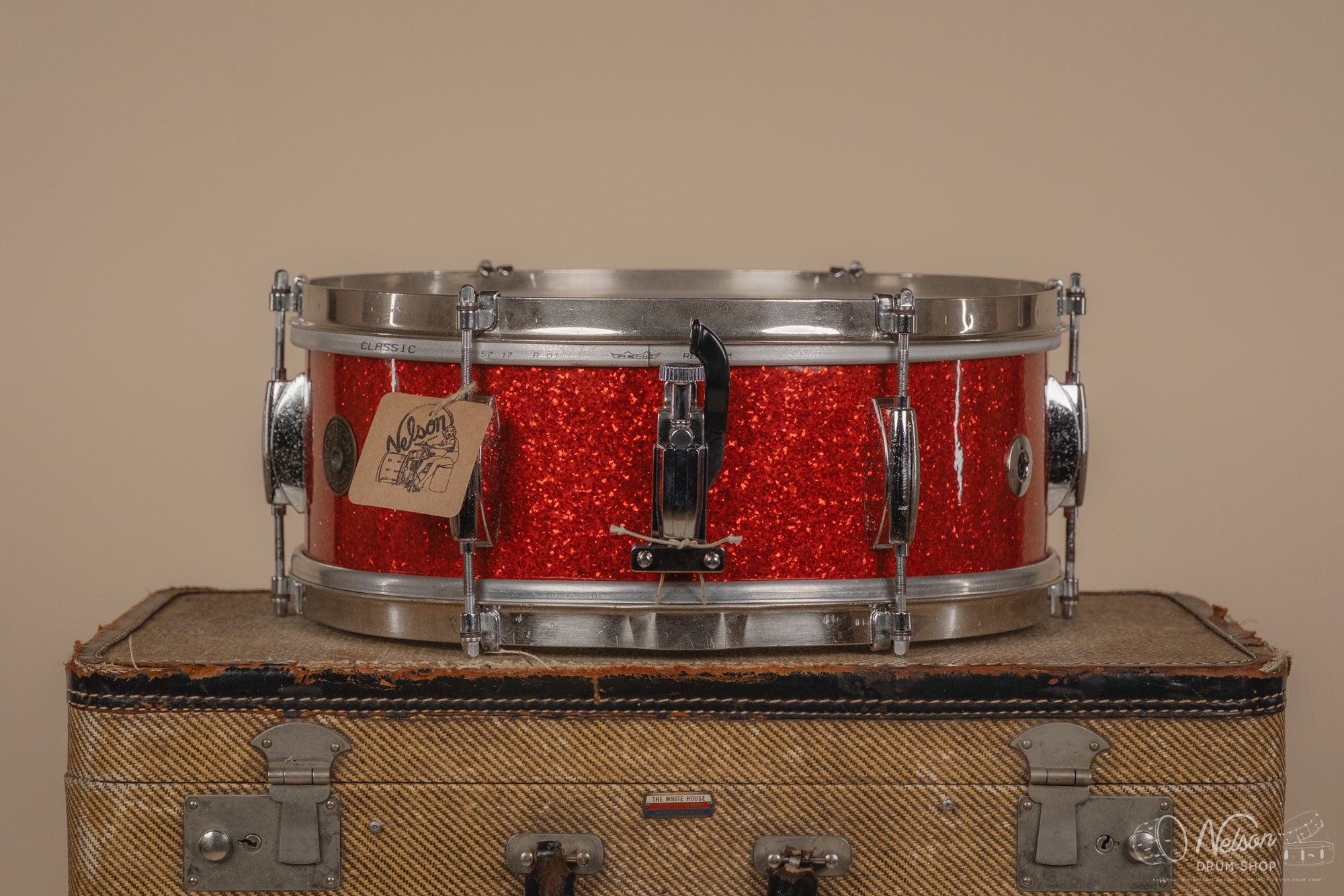 1960s Gretsch Round Badge 'Dixieland' rewrapped in Tangerine Sparkle 5.5x14