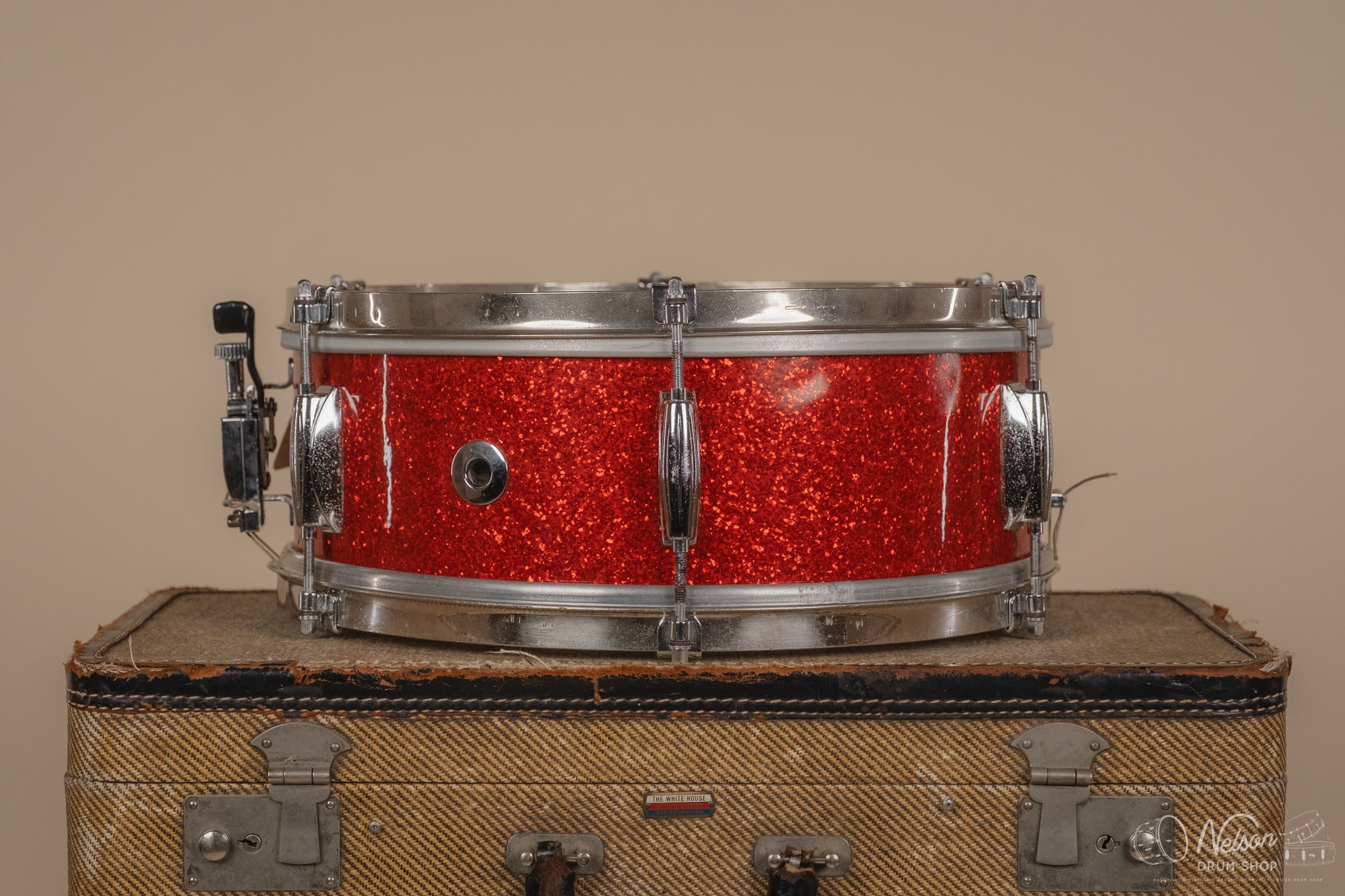 1960s Gretsch Round Badge 'Dixieland' rewrapped in Tangerine Sparkle 5.5x14