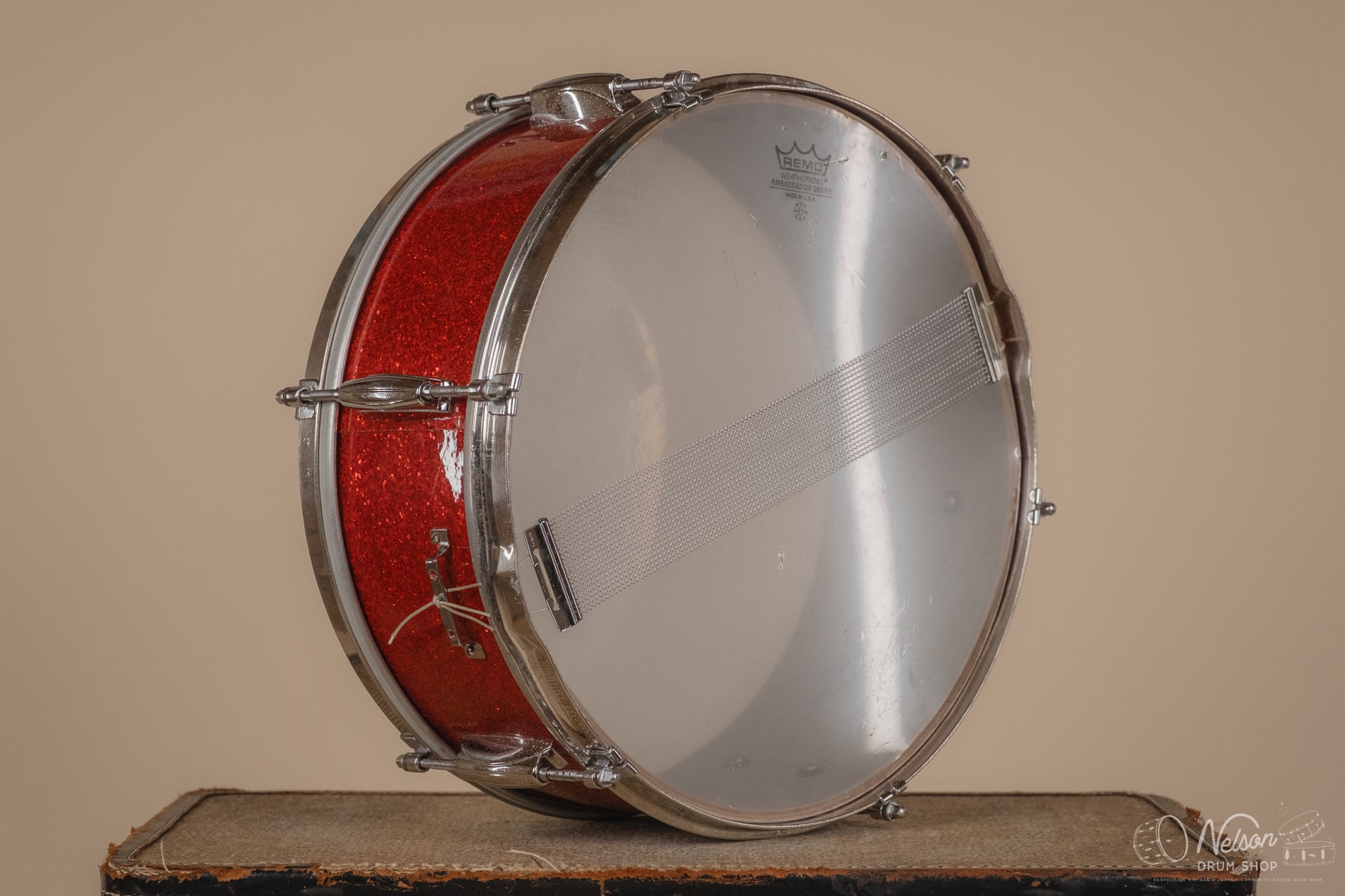 1960s Gretsch Round Badge 'Dixieland' rewrapped in Tangerine Sparkle 5.5x14
