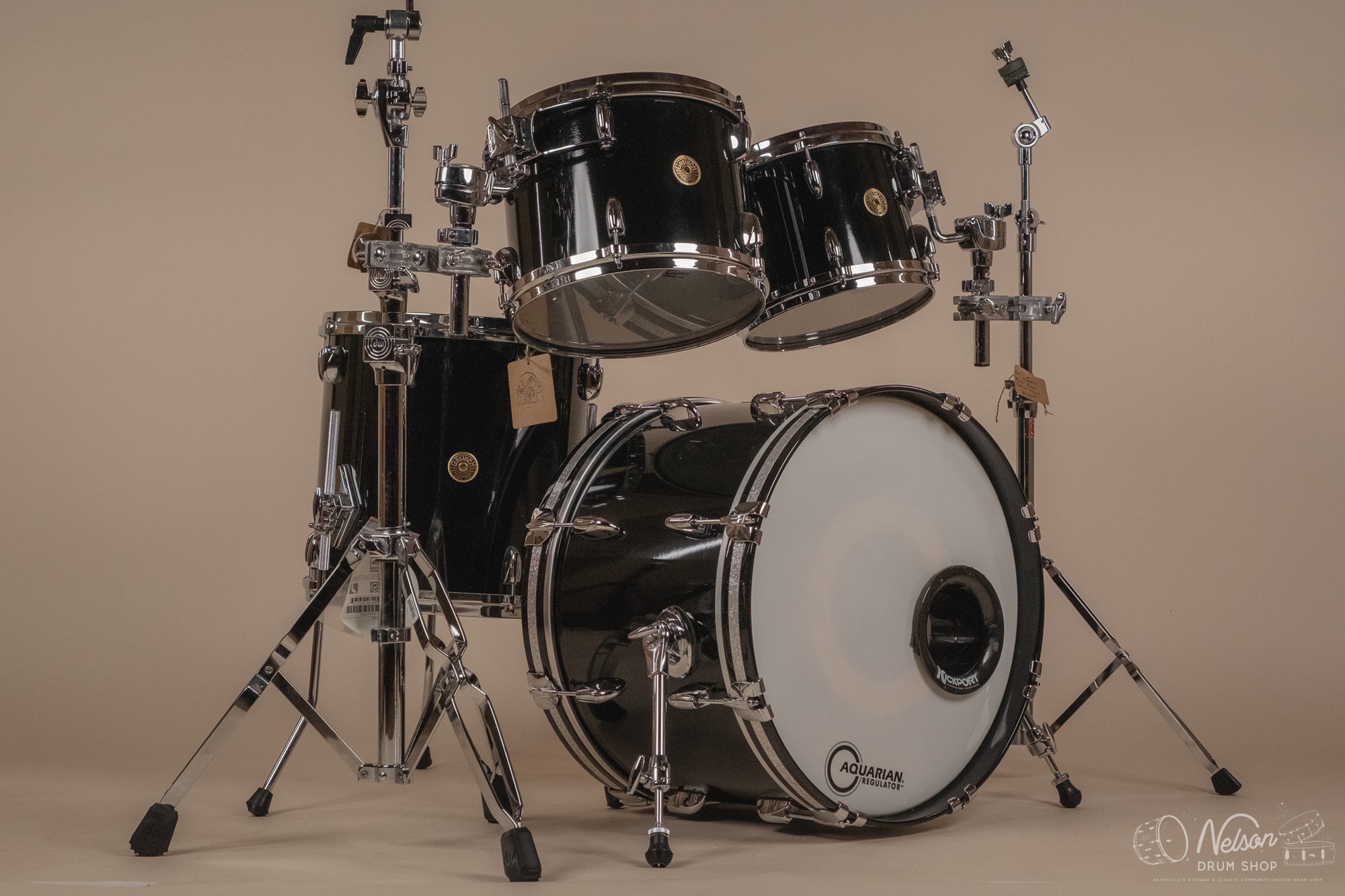 Used Gretsch USA Custom in Black Nitron - 14x20, 14x14, 9x12, 8x10