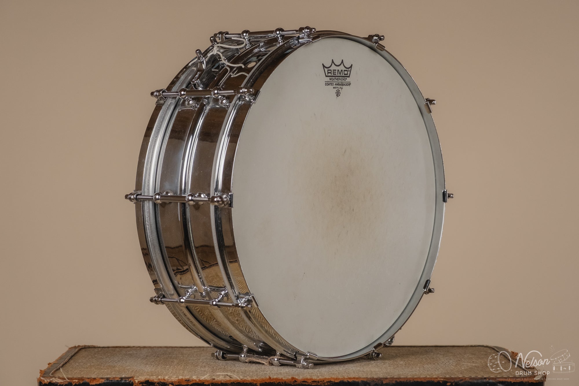 1920's Ludwig 'All-Around' 2 pc NOB Chrome Plated 10 lug - 5x14