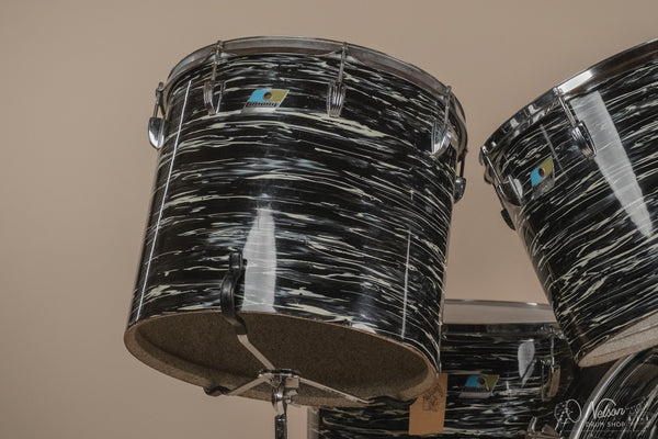 1976 Ludwig 'Power Factory' in Bowling Ball Black Oyster - 6.5x10, 8x12, 9x13, 12x15, 14x16, 16x18, 14x24