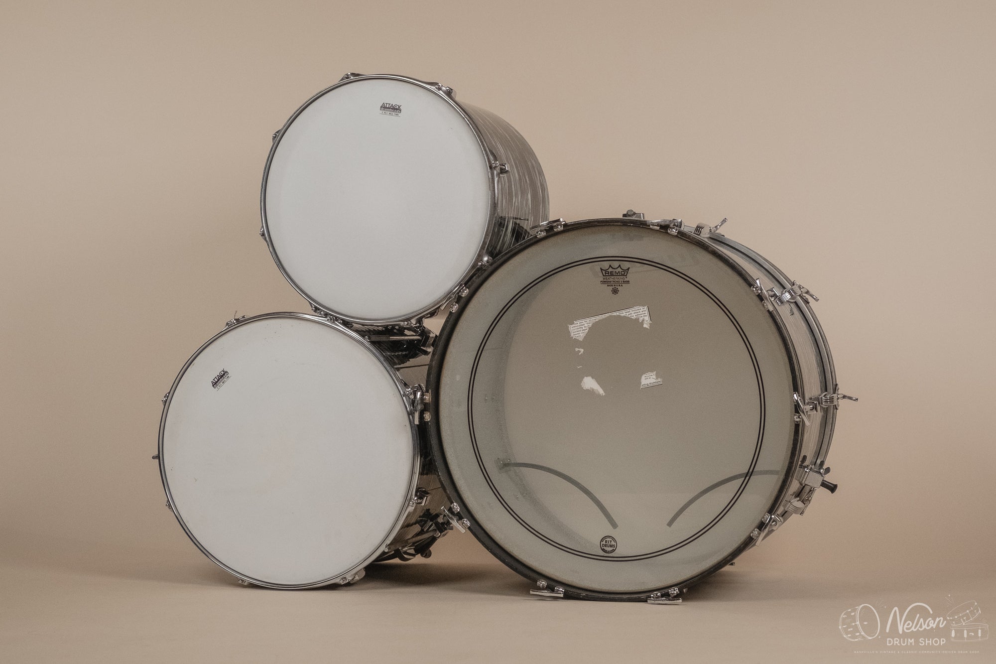 1976 Ludwig 'Power Factory' in Bowling Ball Black Oyster - 6.5x10, 8x12, 9x13, 12x15, 14x16, 16x18, 14x24