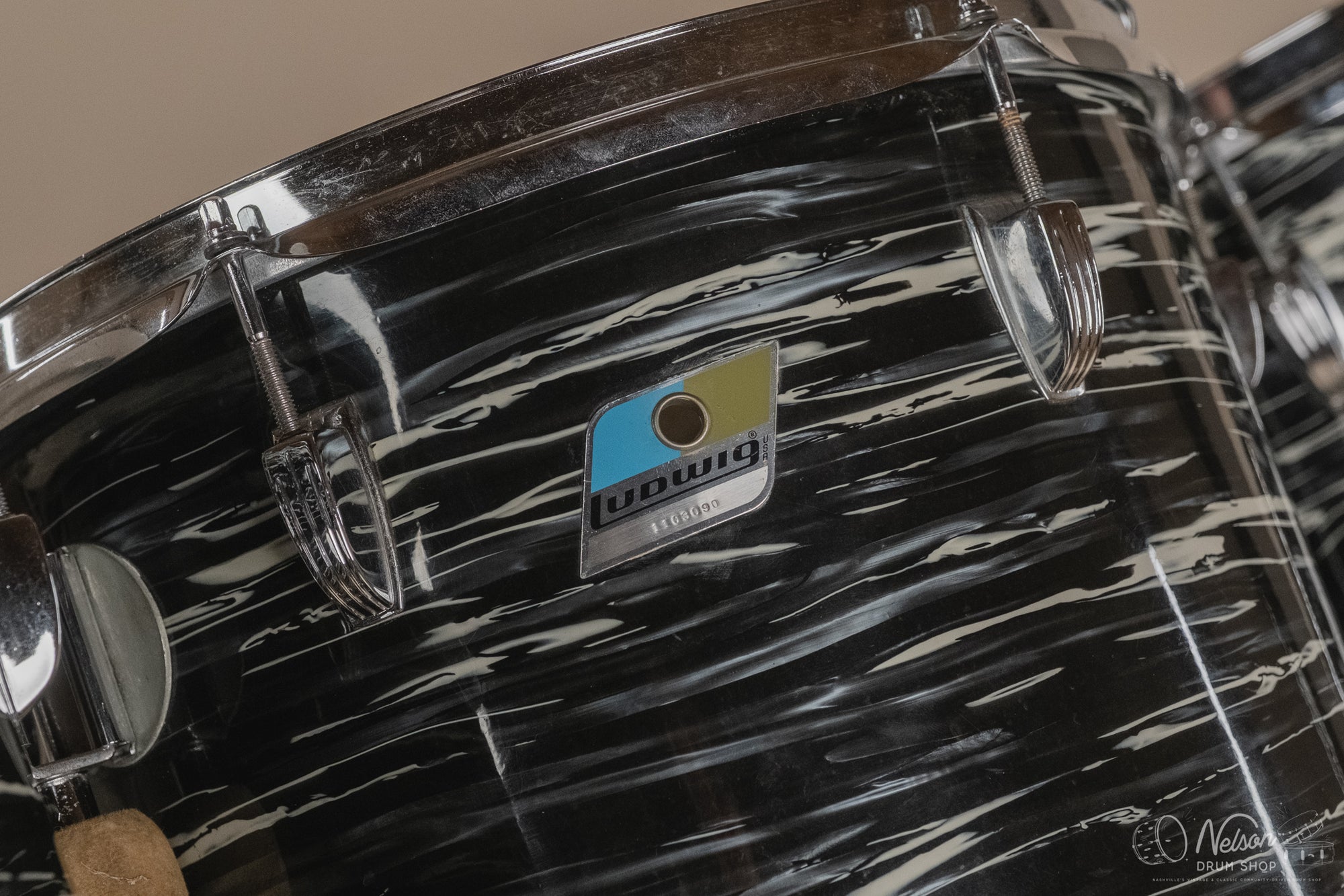 1976 Ludwig 'Power Factory' in Bowling Ball Black Oyster - 6.5x10, 8x12, 9x13, 12x15, 14x16, 16x18, 14x24