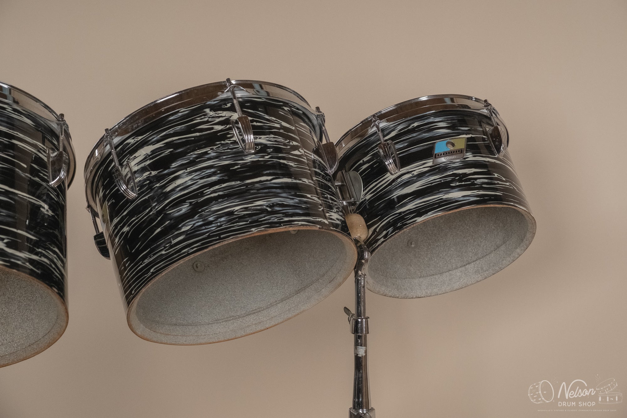 1976 Ludwig 'Power Factory' in Bowling Ball Black Oyster - 6.5x10, 8x12, 9x13, 12x15, 14x16, 16x18, 14x24