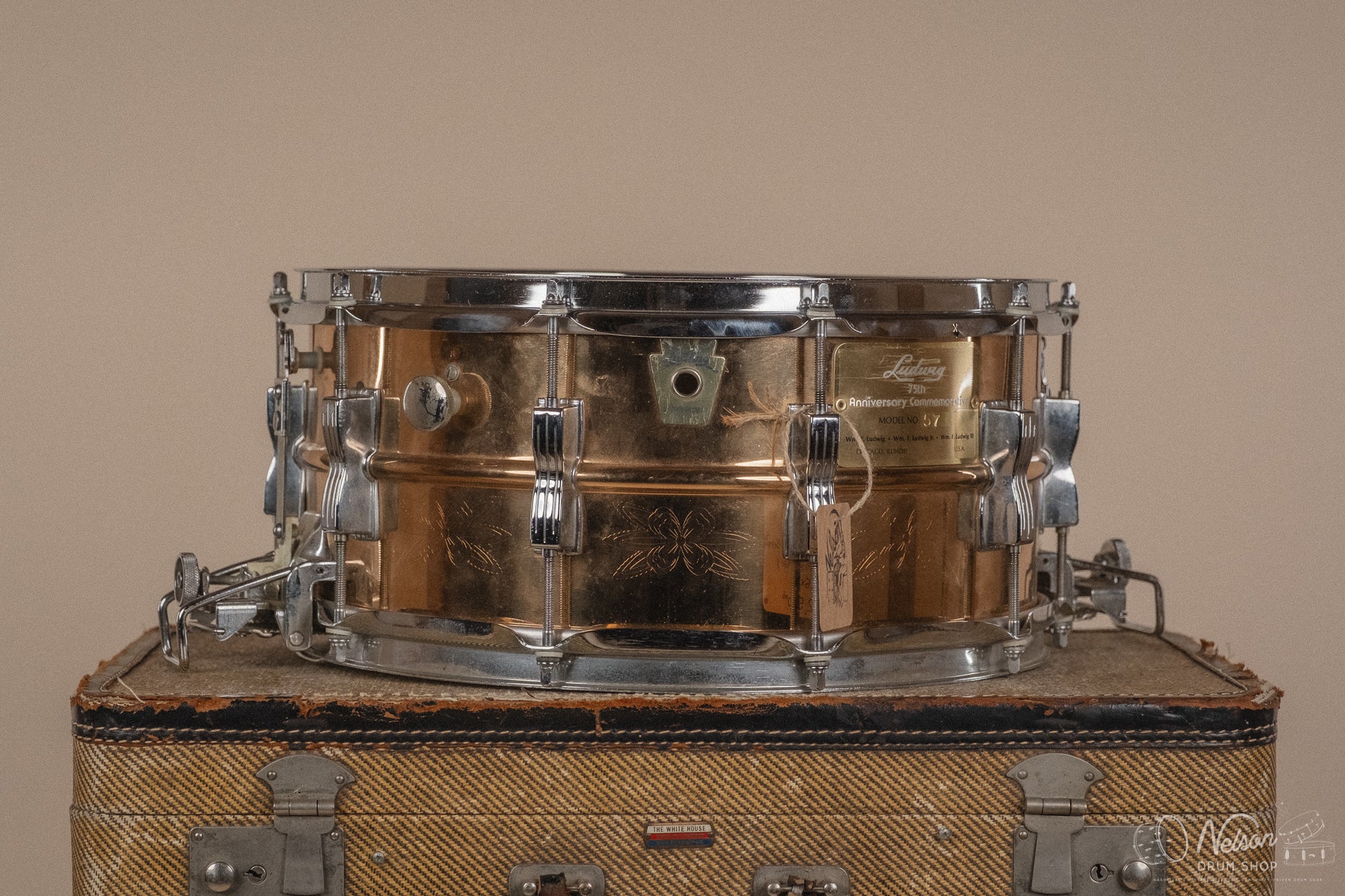 1984 Ludwig Engraved Bronze Super-Sensitive 75th Anniversary - 6.5x14