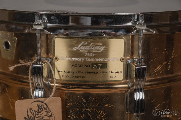 1984 Ludwig Engraved Bronze Super-Sensitive 75th Anniversary - 6.5x14