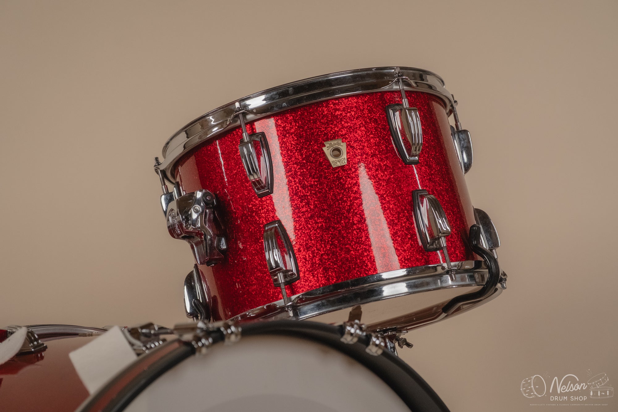 Used Ludwig Classic Maple 'Fab Outfit' in Red Sparkle - 14x22, 16x16, 9x13