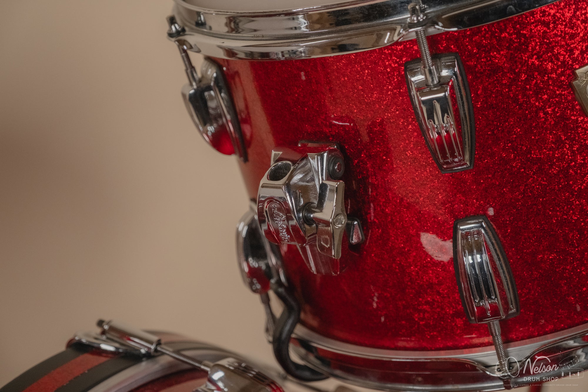 Used Ludwig Classic Maple 'Fab Outfit' in Red Sparkle - 14x22, 16x16, 9x13