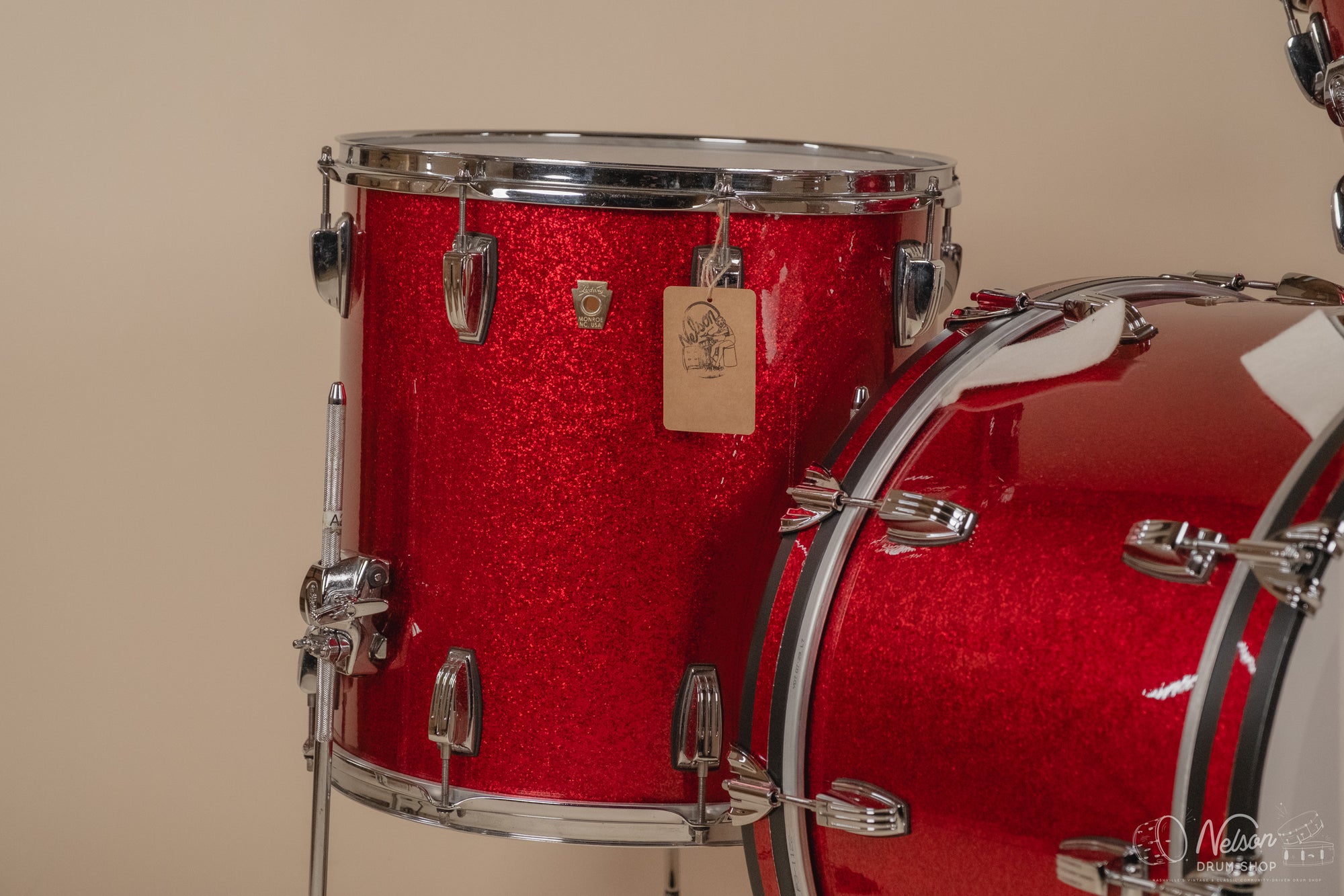 Used Ludwig Classic Maple 'Fab Outfit' in Red Sparkle - 14x22, 16x16, 9x13