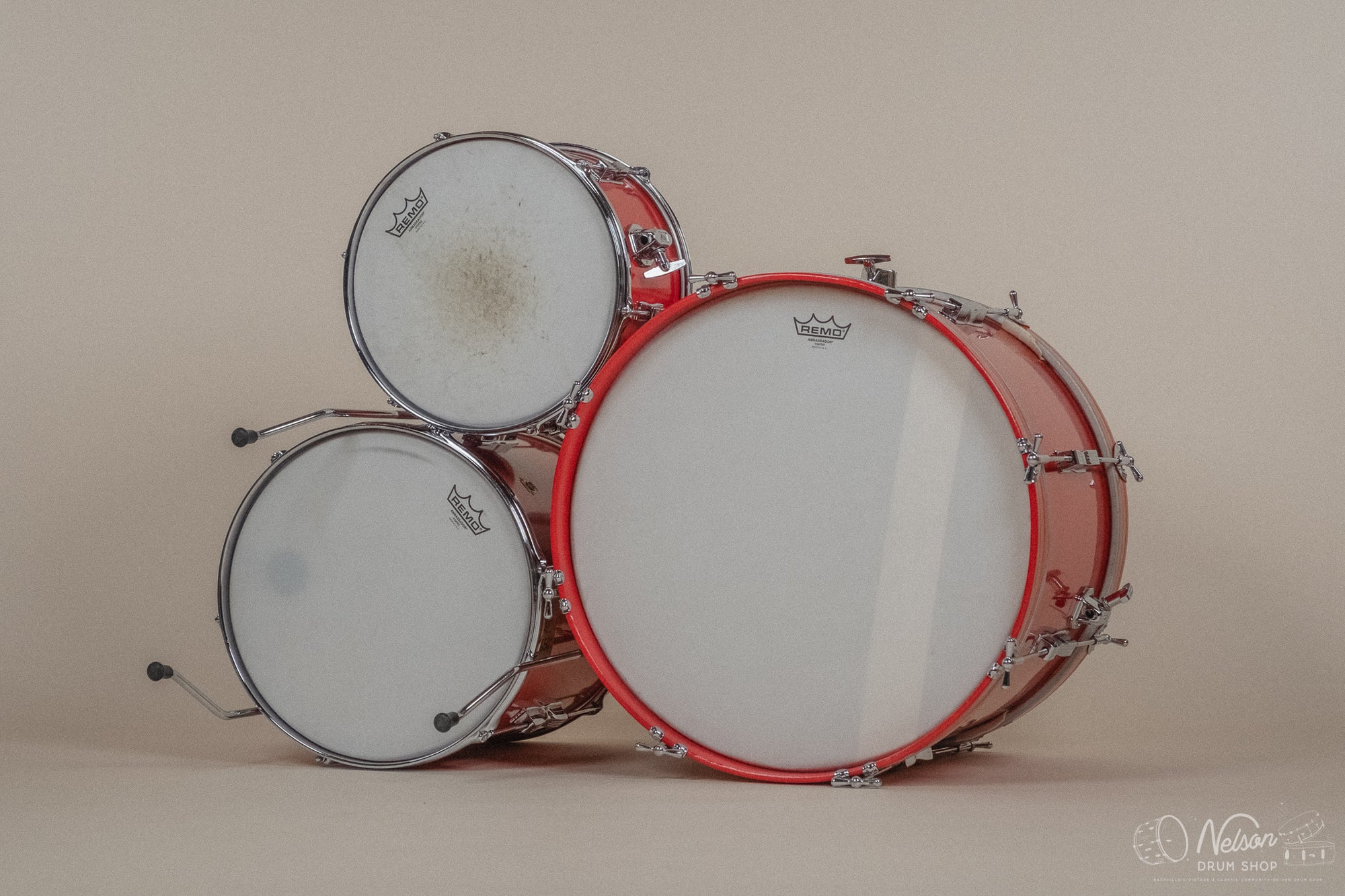 1960s Ludwig 'Club Date' in Fiesta Red Lacquer - 14x20, 8x12, 14x14
