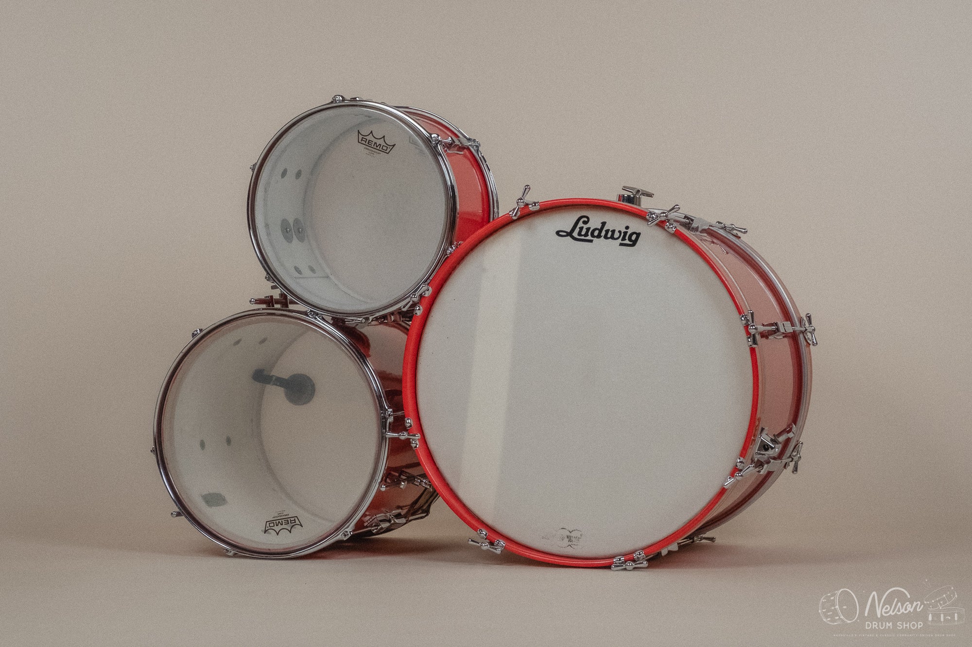 1960s Ludwig 'Club Date' in Fiesta Red Lacquer - 14x20, 8x12, 14x14