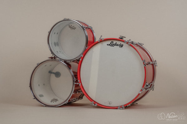 1960s Ludwig 'Club Date' in Fiesta Red Lacquer - 14x20, 8x12, 14x14