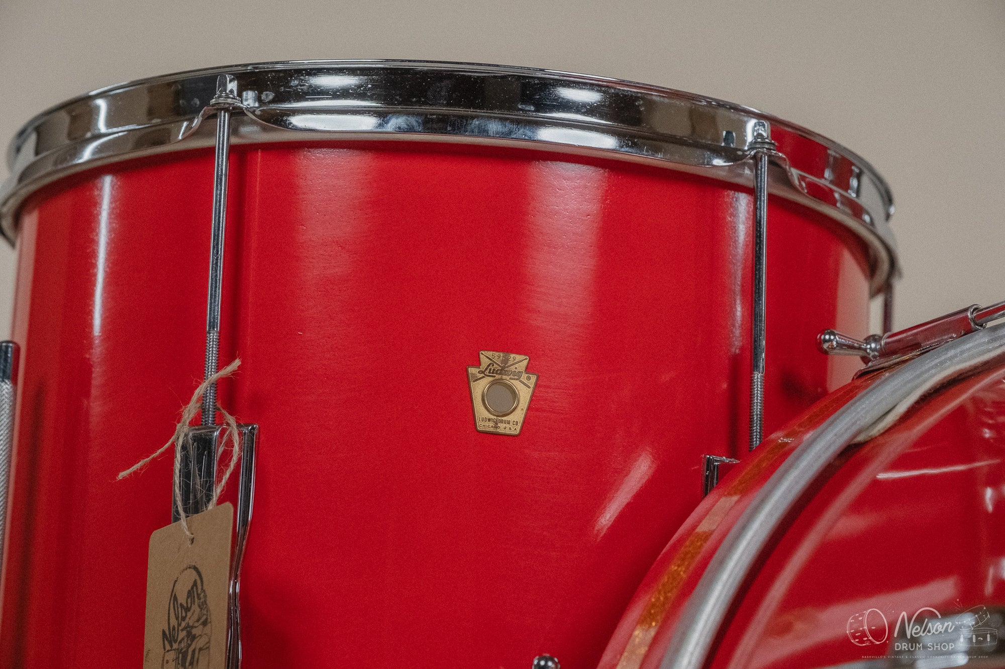 1960s Ludwig 'Club Date' in Fiesta Red Lacquer - 14x20, 8x12, 14x14
