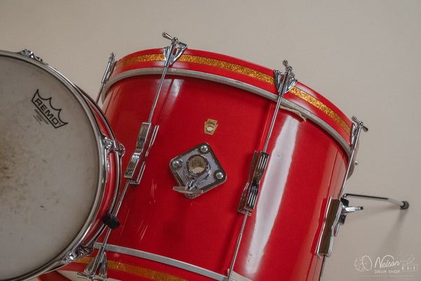 1960s Ludwig 'Club Date' in Fiesta Red Lacquer - 14x20, 8x12, 14x14