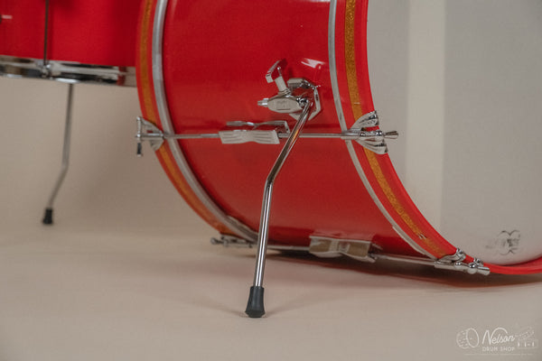 1960s Ludwig 'Club Date' in Fiesta Red Lacquer - 14x20, 8x12, 14x14
