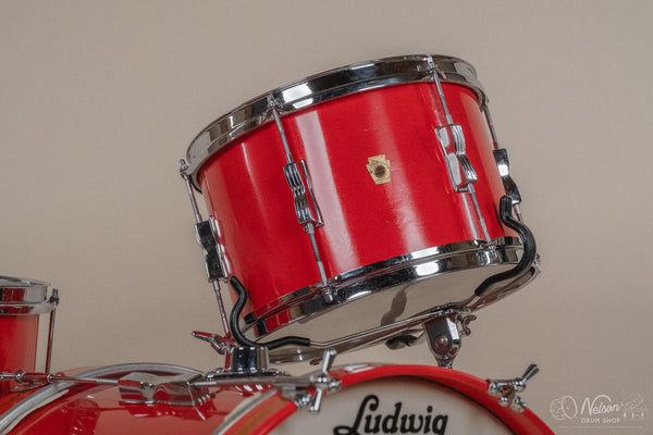1960s Ludwig 'Club Date' in Fiesta Red Lacquer - 14x20, 8x12, 14x14