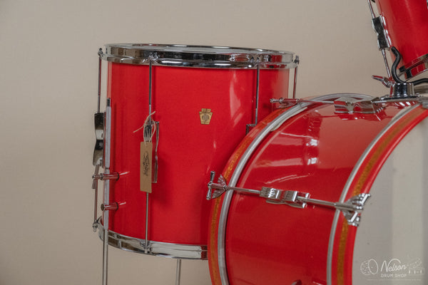 1960s Ludwig 'Club Date' in Fiesta Red Lacquer - 14x20, 8x12, 14x14