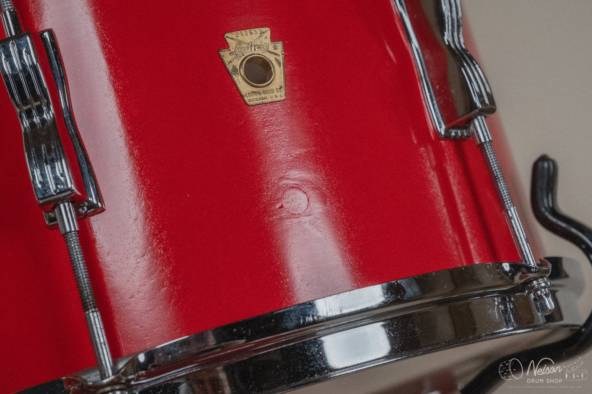 1960s Ludwig 'Club Date' in Fiesta Red Lacquer - 14x20, 8x12, 14x14